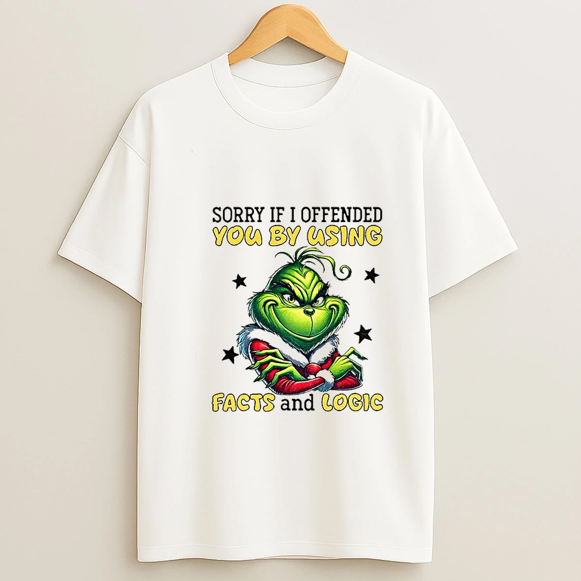 Grinch Sorry If I Offended You By Using Facts And Logic Merry Christmas T Shirt