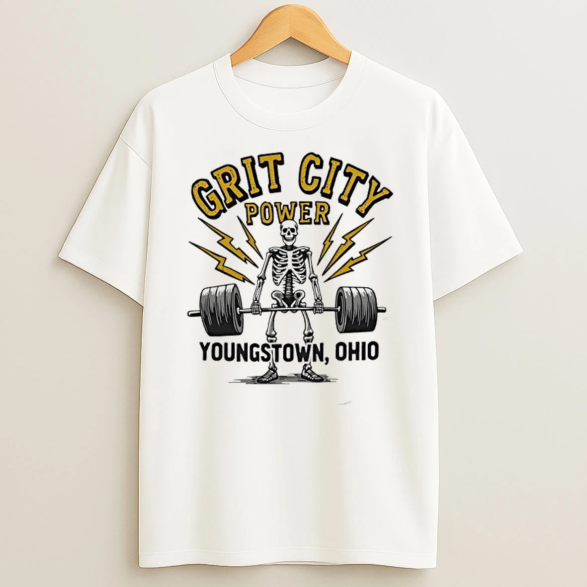 Grit City Power Youngs Twon Ohio Skeleton T Shirt