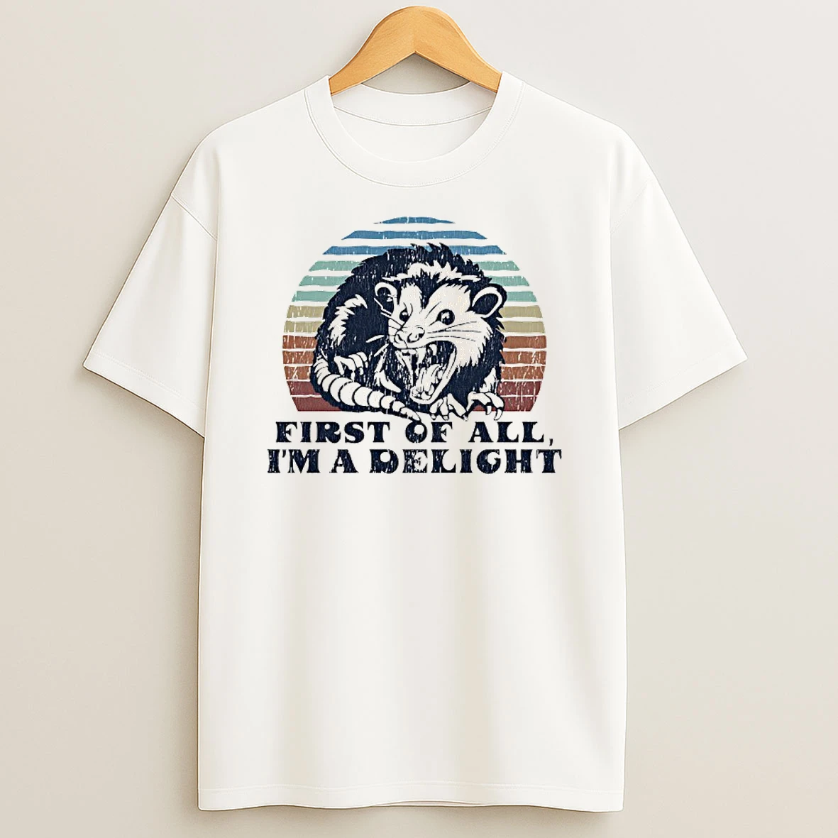 Grumpy Possum First Of All Im A Delight Retro T Shirt