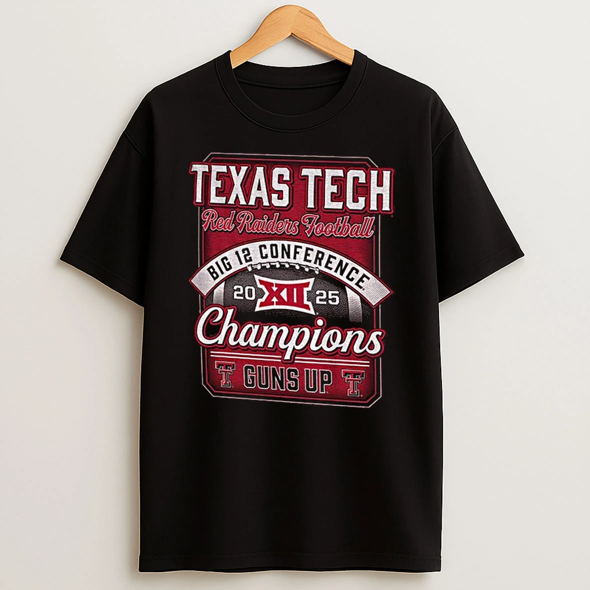 Guns Up Texas Tech Red Raiders 2025 Big 12 Football Champions T Shirt