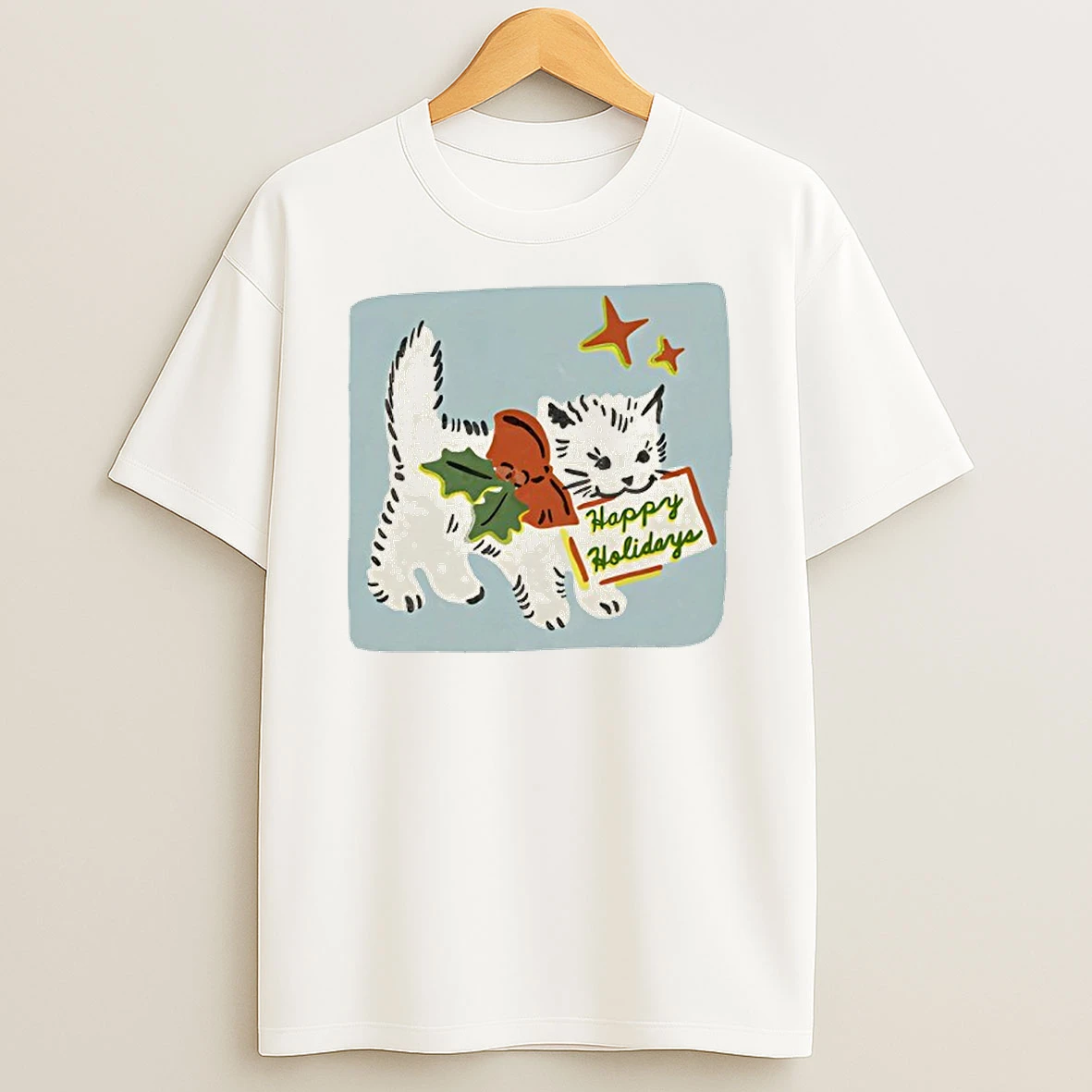 Happy Holidays Cat Yarrow Goods T Shirt