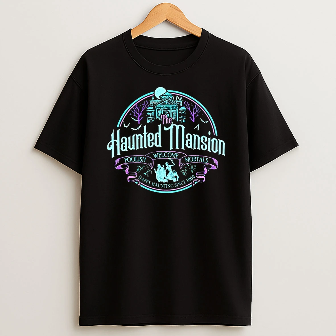 Haunted Mansion Foolish Welcome Mortals Halloween Retro Horror T Shirt