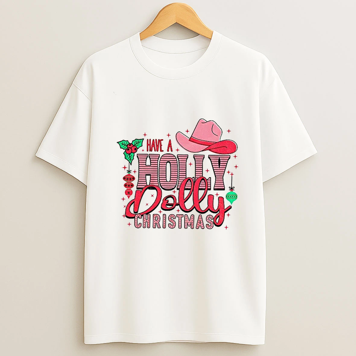 Have A Holly Dolly Western Holiday Merry Christmas T Shirt