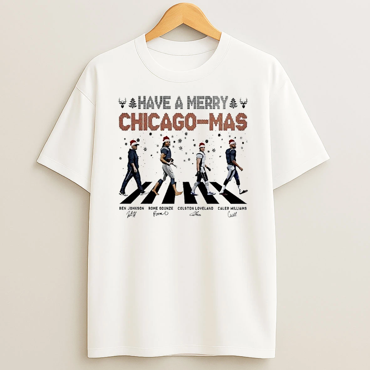 Have A Merry Chicago Mas Bears Football Abbey Road Signatures Circle T Shirt