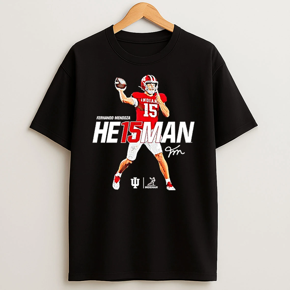 He15man Fernando Mendoza Indiana Hoosiers 2025 Signature T Shirt