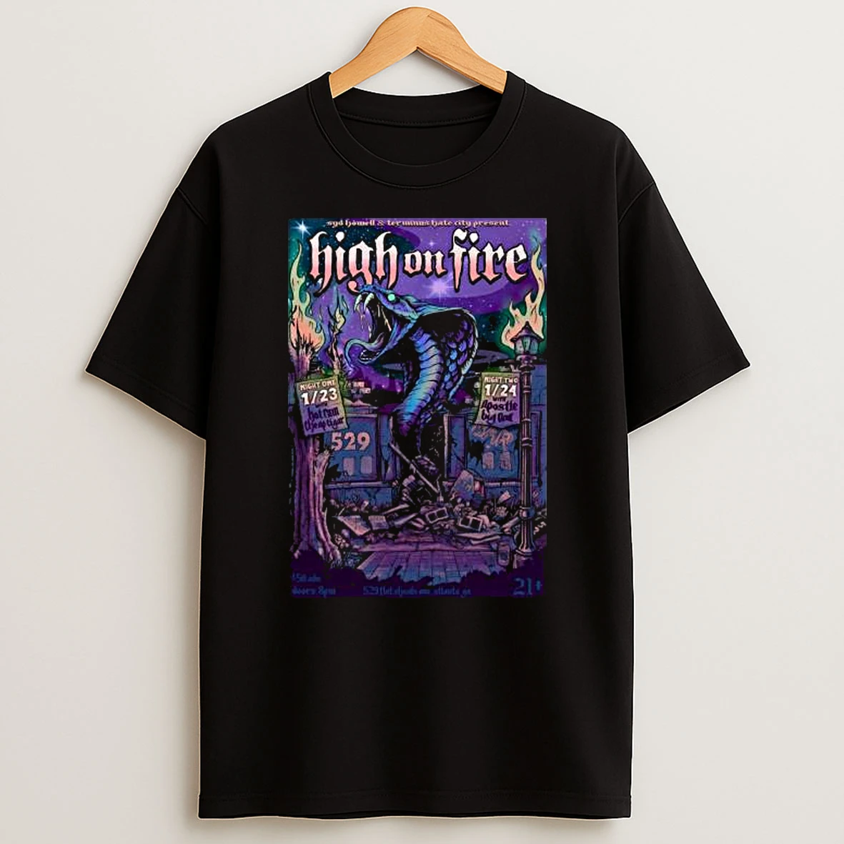 High On Fire 529 Bar In Atlanta Ga Jan 23 23 2026 T Shirt