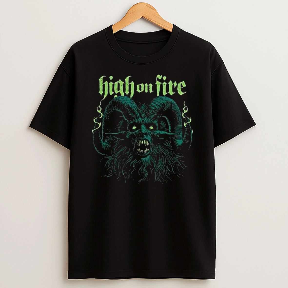 High On Fire Devil Head Green T Shirt