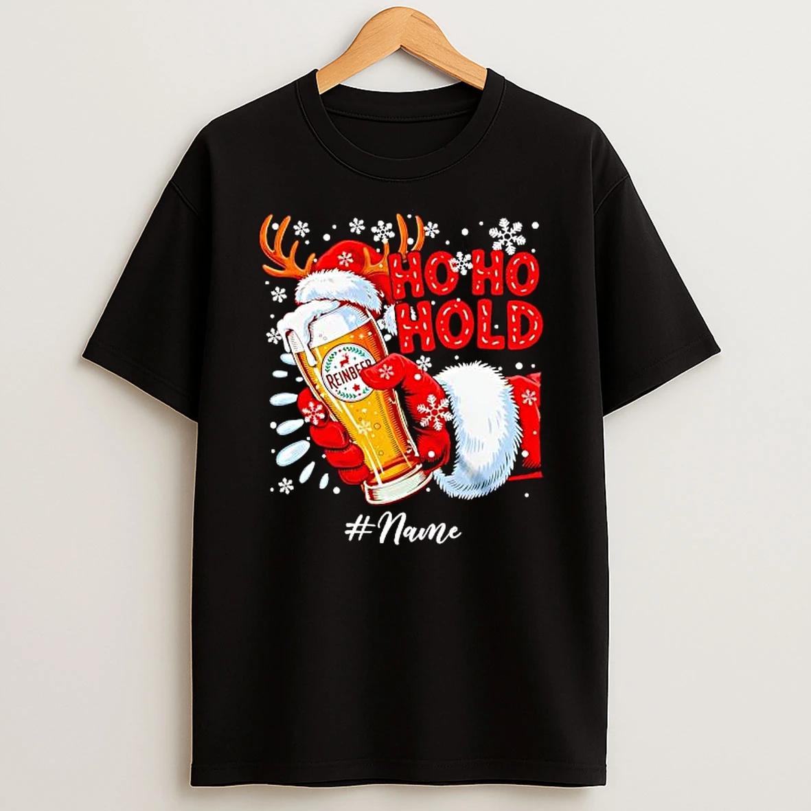 Ho Ho Hold Reindeer Joyful Christmas Santa T Shirt