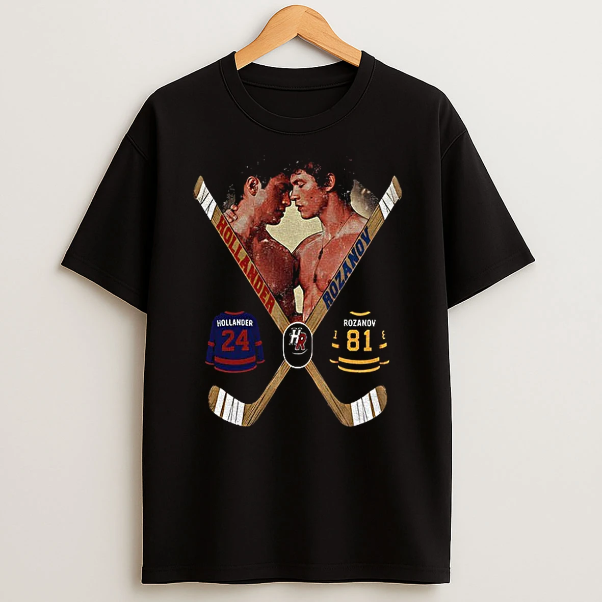 Hollander Rozanov Hockey Heated Rivalry Inspired Crossed Sticks T Shirt