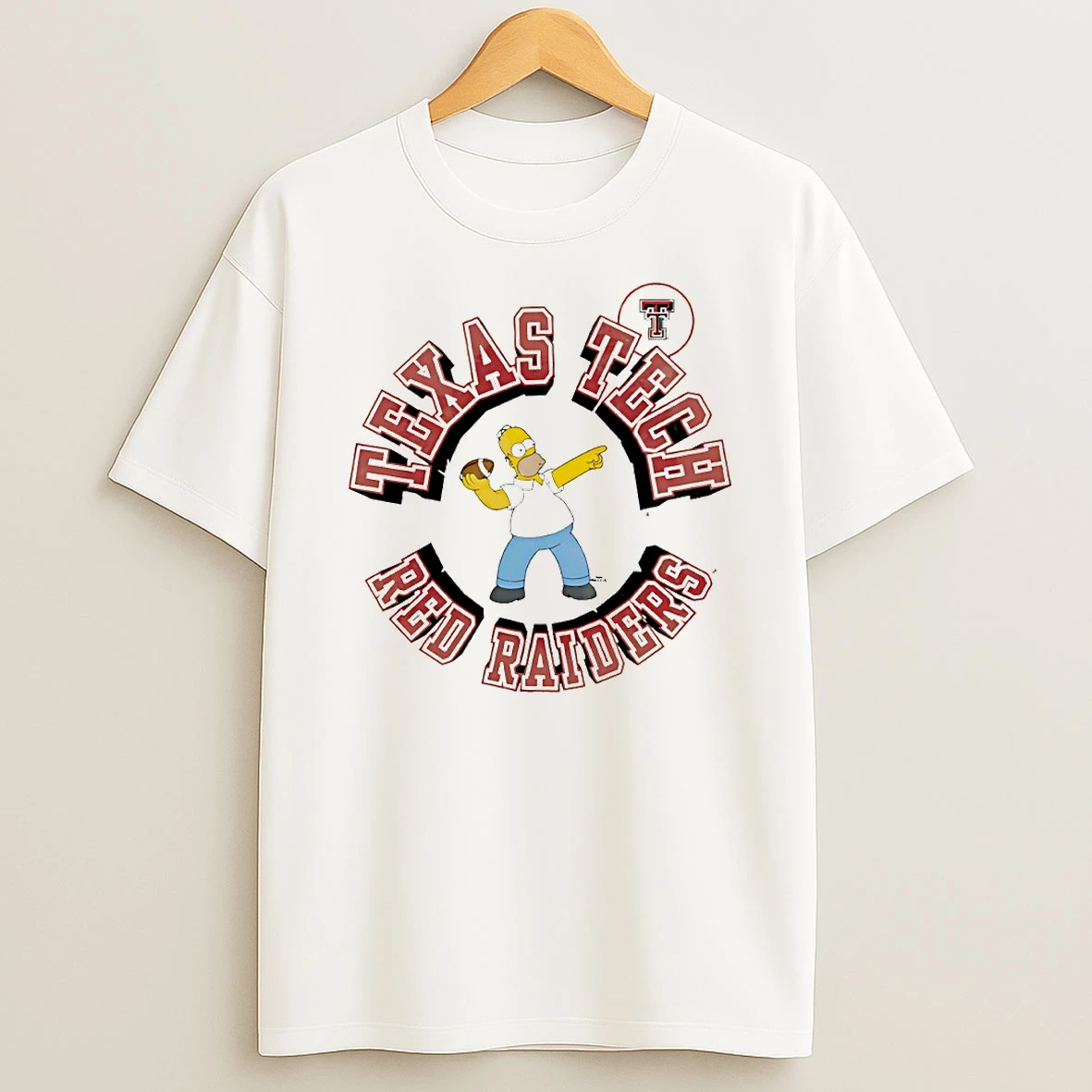 Homer Simpson Going Deep Texas Tech Red Raiders Circle T Shirt