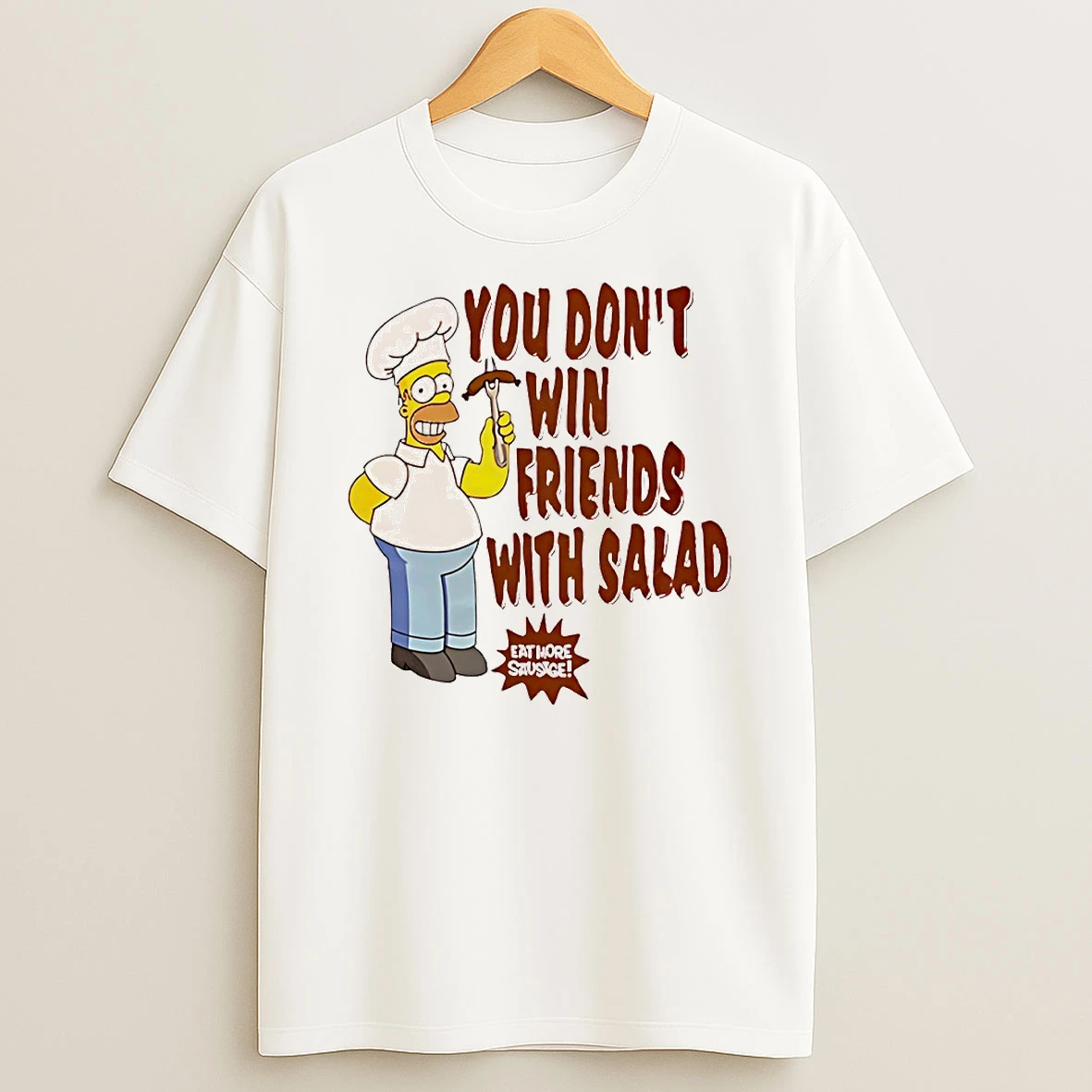 Homer Simpsons You Dont Win Friends With Salad Circle T Shirt