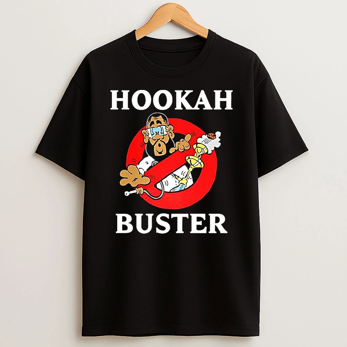 Hookah Buster Ban Logo Caricature T Shirt