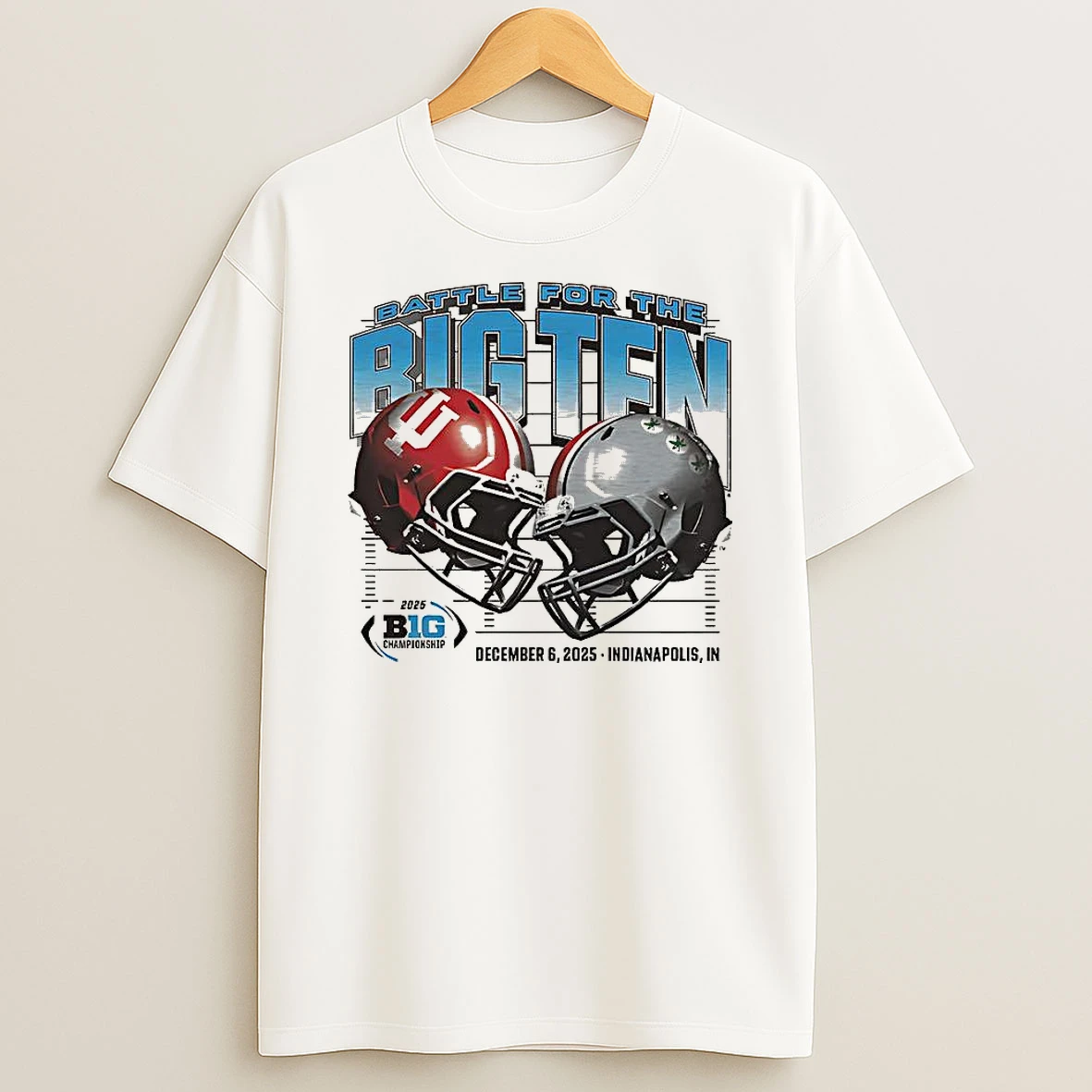 Hoosiers Indiana Vs Ohio State Buckeyes Ncaa Battle For The Big Ten 2025 Helmet T Shirt