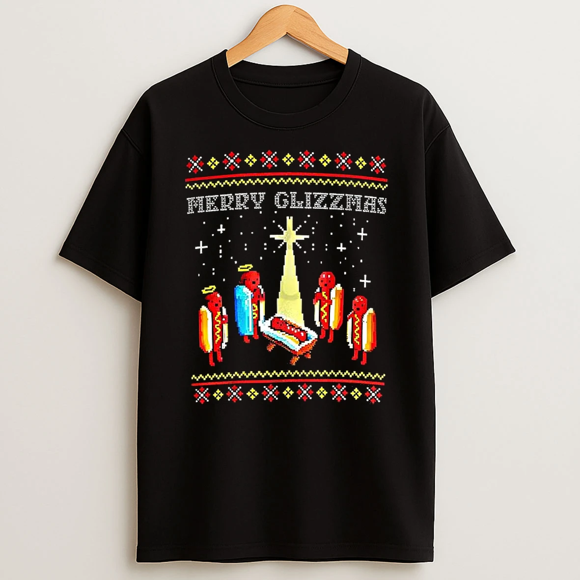 Hot Dog Holiday Merry Glizzmas Ugly Christmas Parody T Shirt