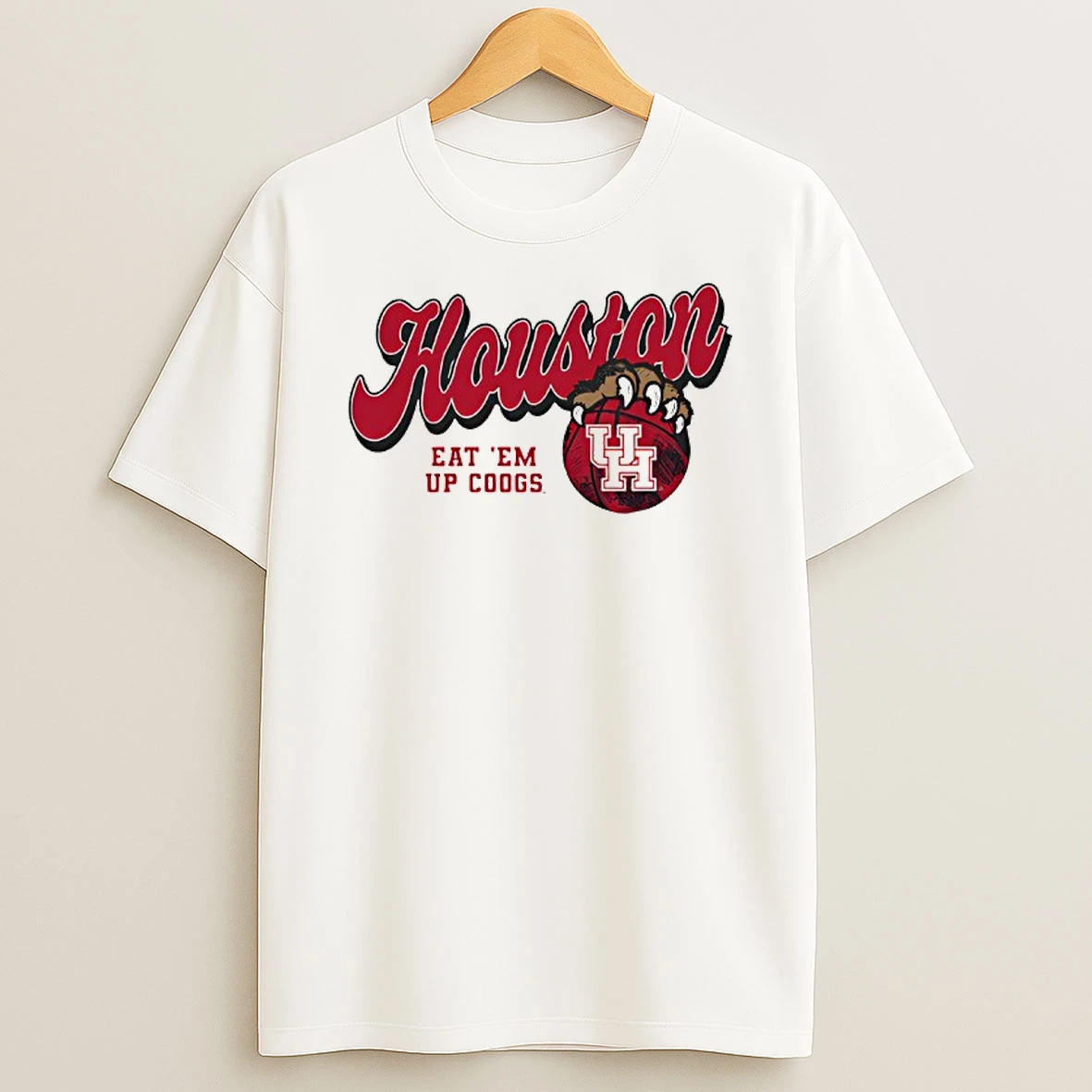 Houston Cougars Claw Eat Em Up Coogs Logo T Shirt