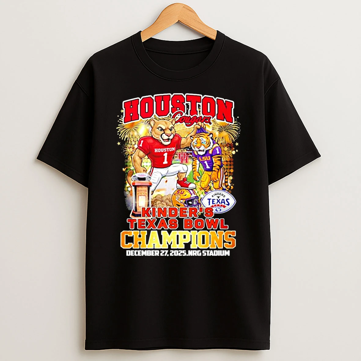 Houston Cougars Football Kinders Texas Bowl Champions 2025 Mascot T Shirt