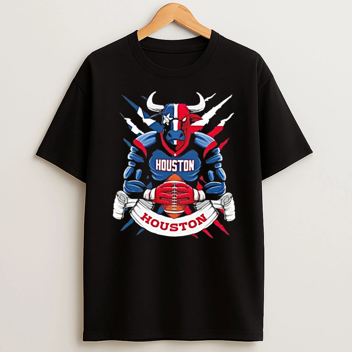 Houston Texans Football Mascot Hug The Ball T Shirt