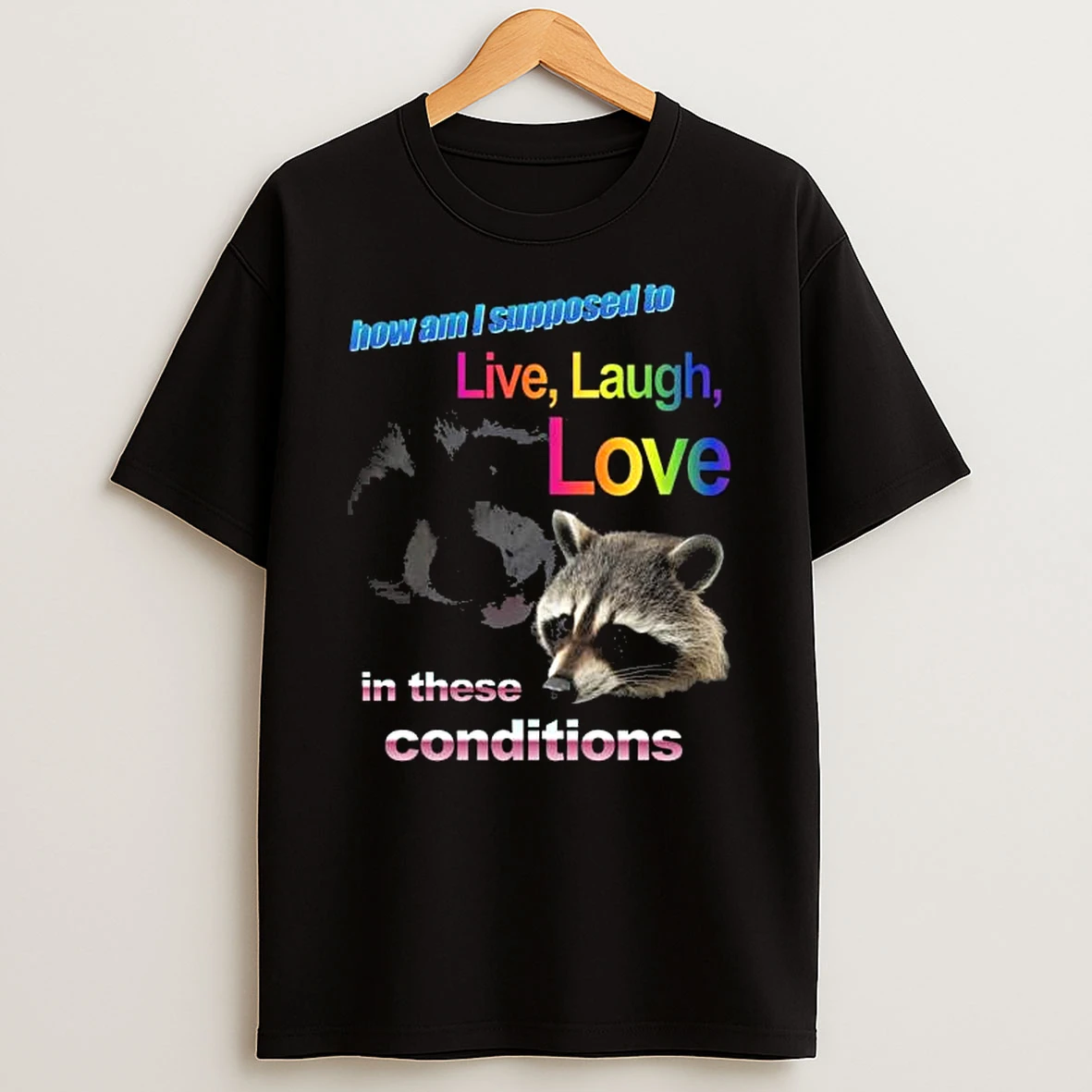 How Am I Supposed To Live Laugh Love Raccoon In These Conditions T Shirt