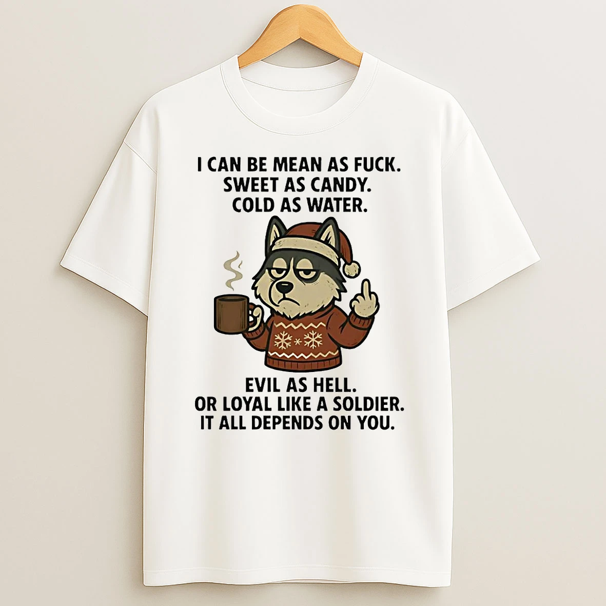 Husky I Can Be Mean As Fuck Sweet As Candy Christmas T Shirt