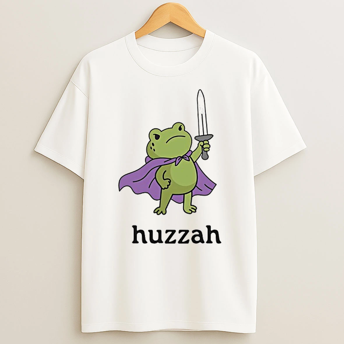 Huzzah Frog Wearing Purple Cloak And Holding Sword T Shirt