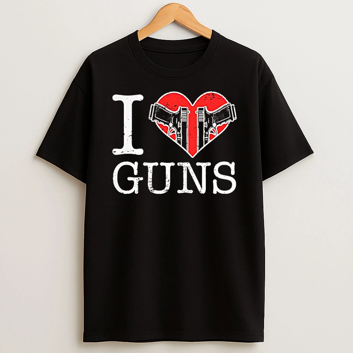 I Love Guns Heart T Shirt