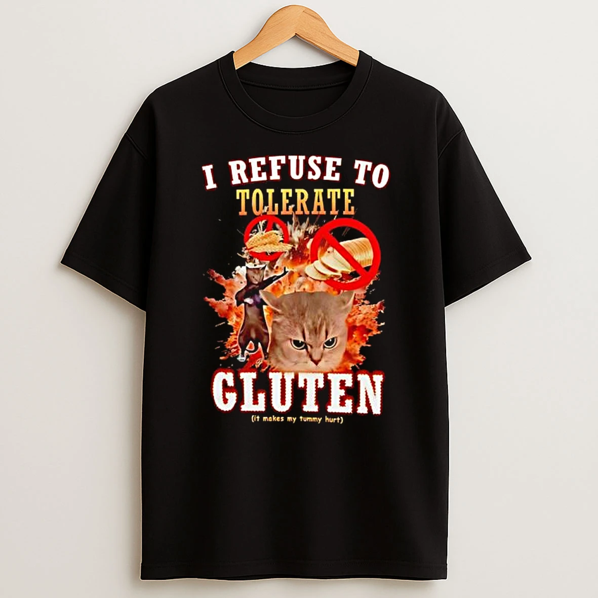 I Refuse To Tolerate Gluten Funny Cat T Shirt