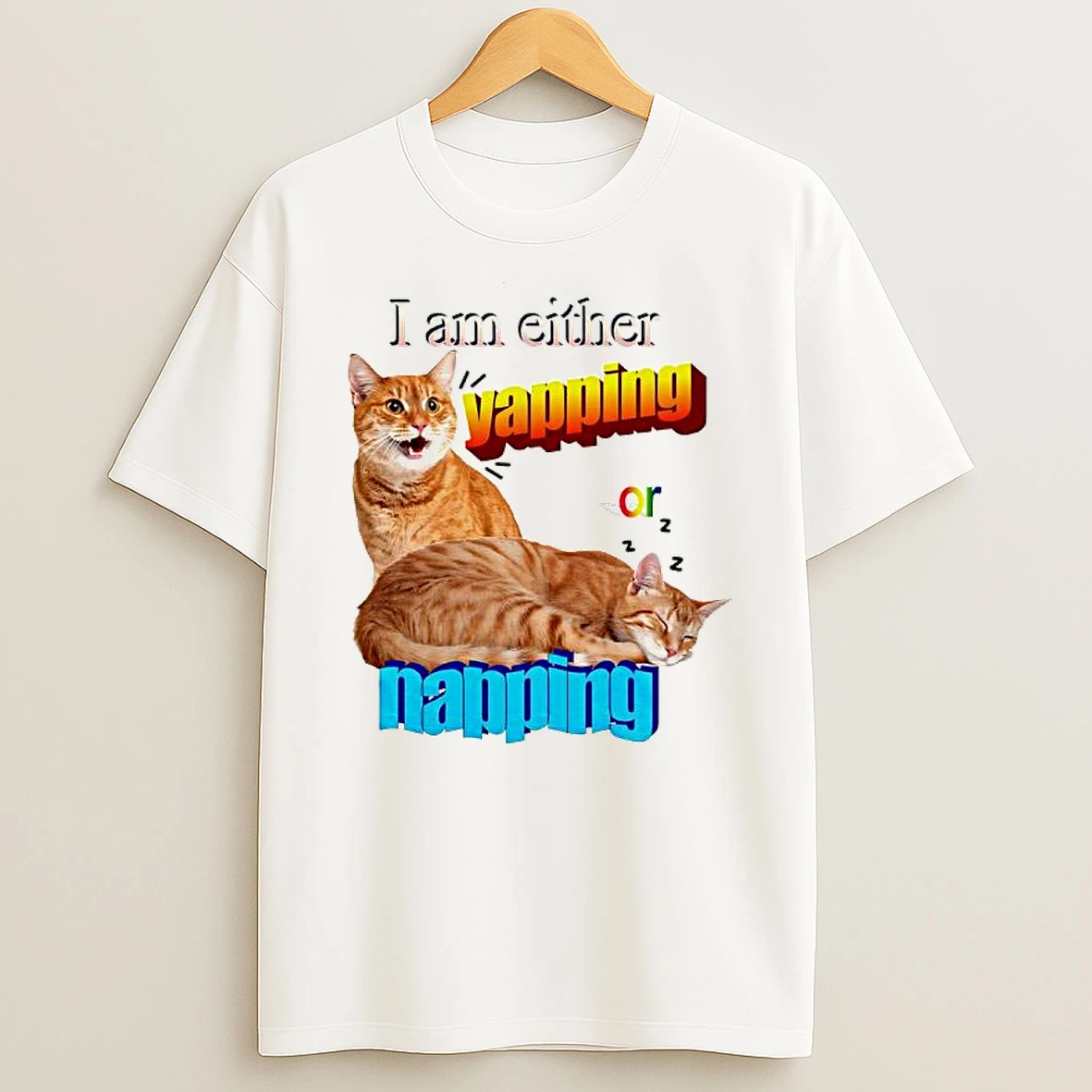 I Am Either Yapping Or Napping Two Orange Cats Graphic T Shirt