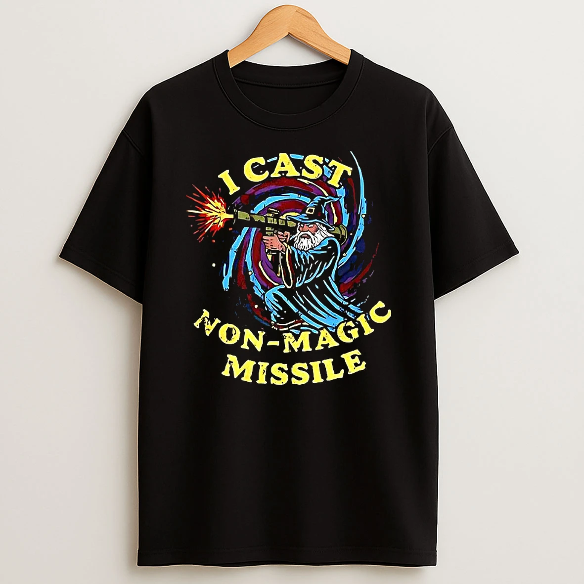 I Cast Non Magic Missile Wizard Rocket T Shirt