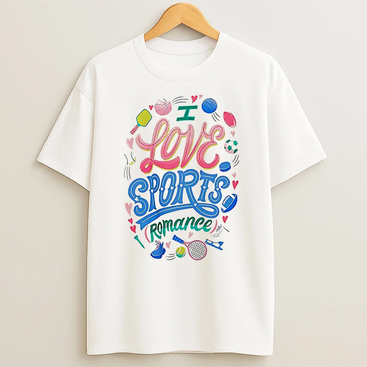 I Love Sports Romance Style Symbols T Shirt