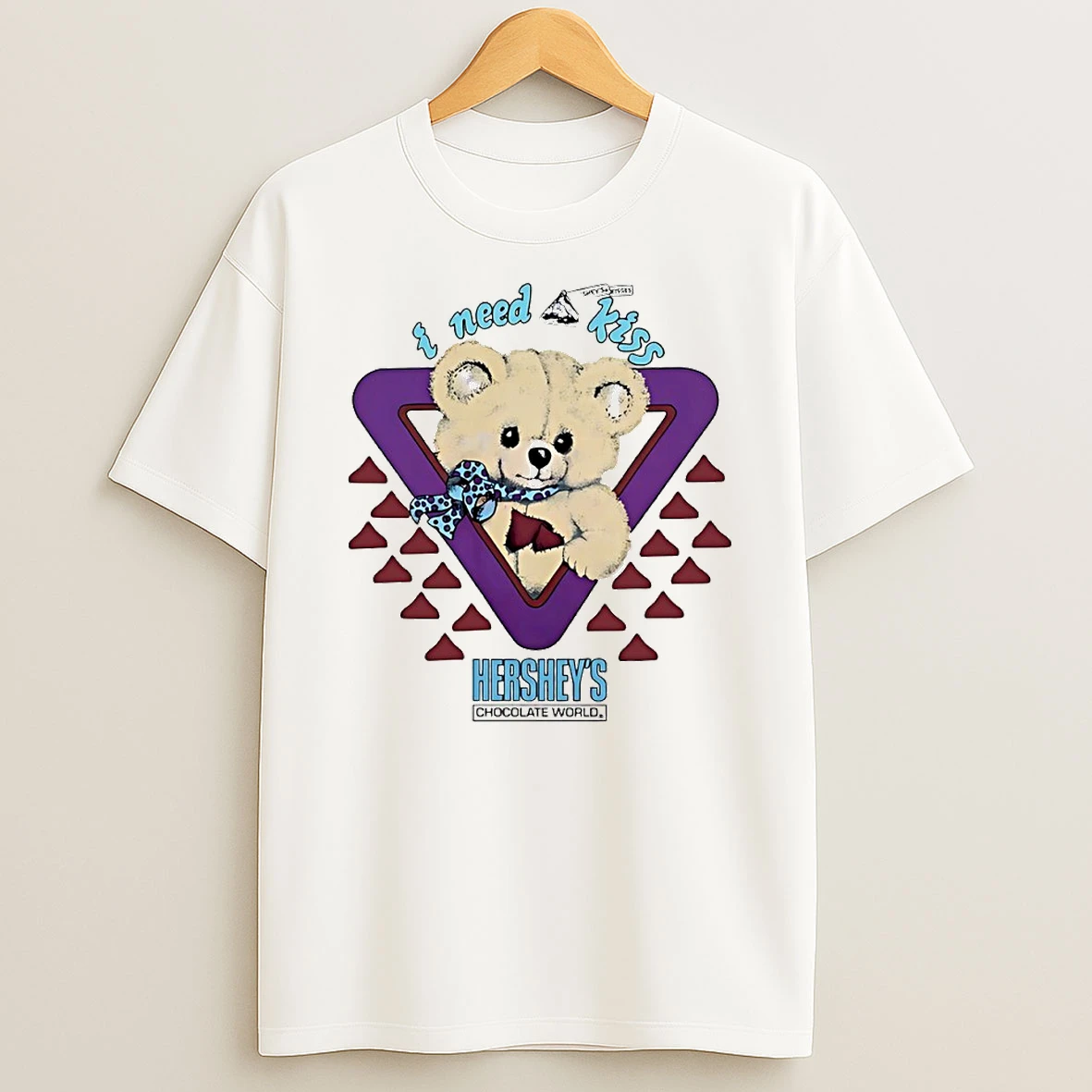 I Need A Kiss Hersheys Chocolate World Kisses Bear Circle T Shirt