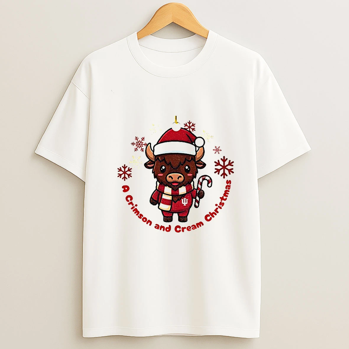 Iu Bison A Crimson And Cream Christmas T Shirt