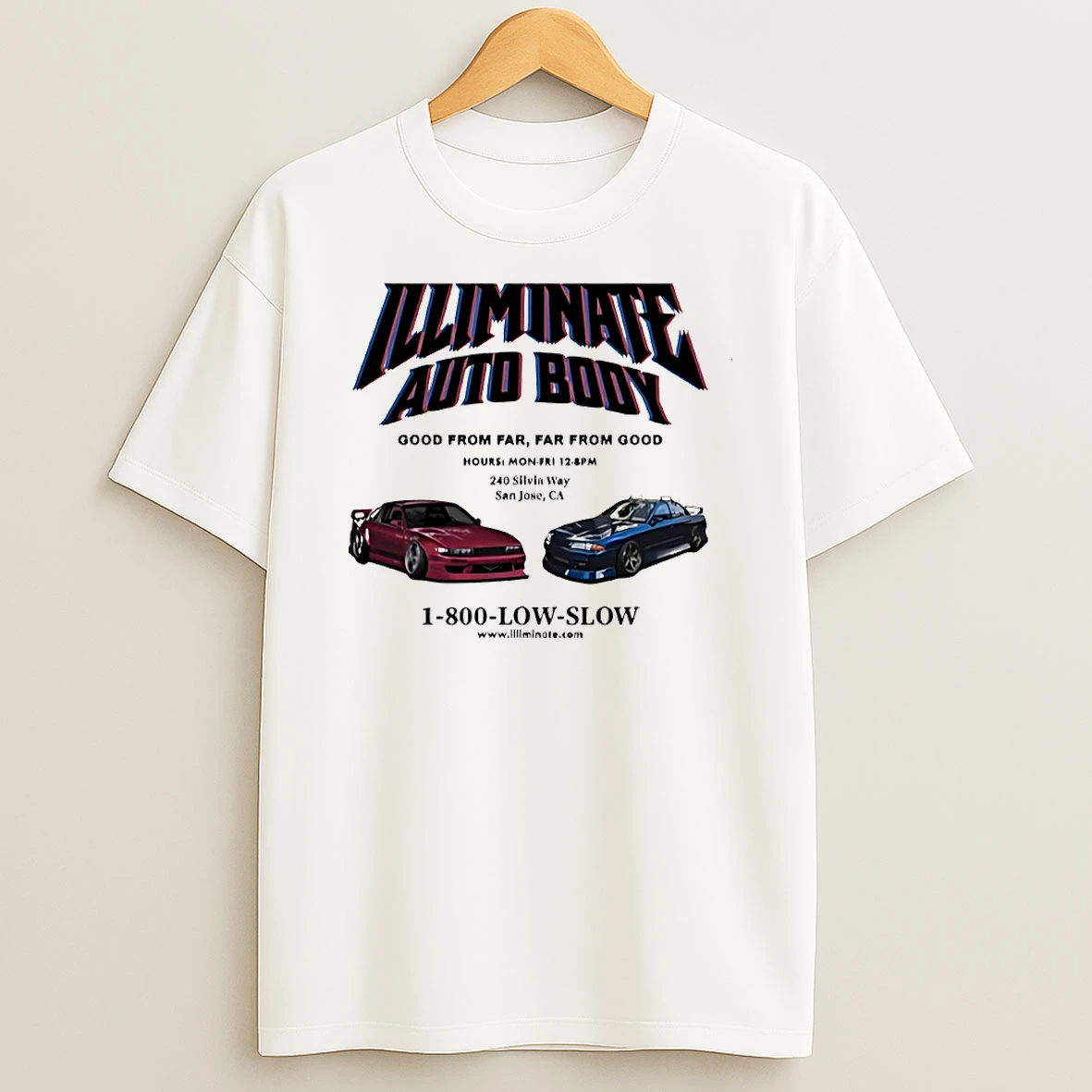 Illiminate Auto Body Good From Far Far From Good Circle T Shirt