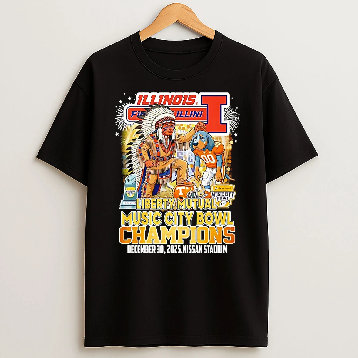 Illinois Fighting Illini 2025 Music City Bowl Champions Mascot T Shirt