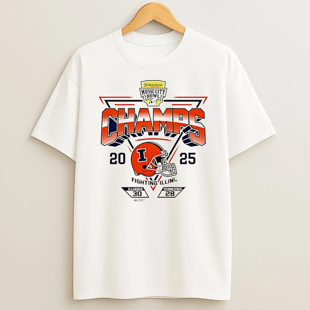 Illinois Fighting Illini 2025 Music City Bowl Illinois Champs Score T Shirt