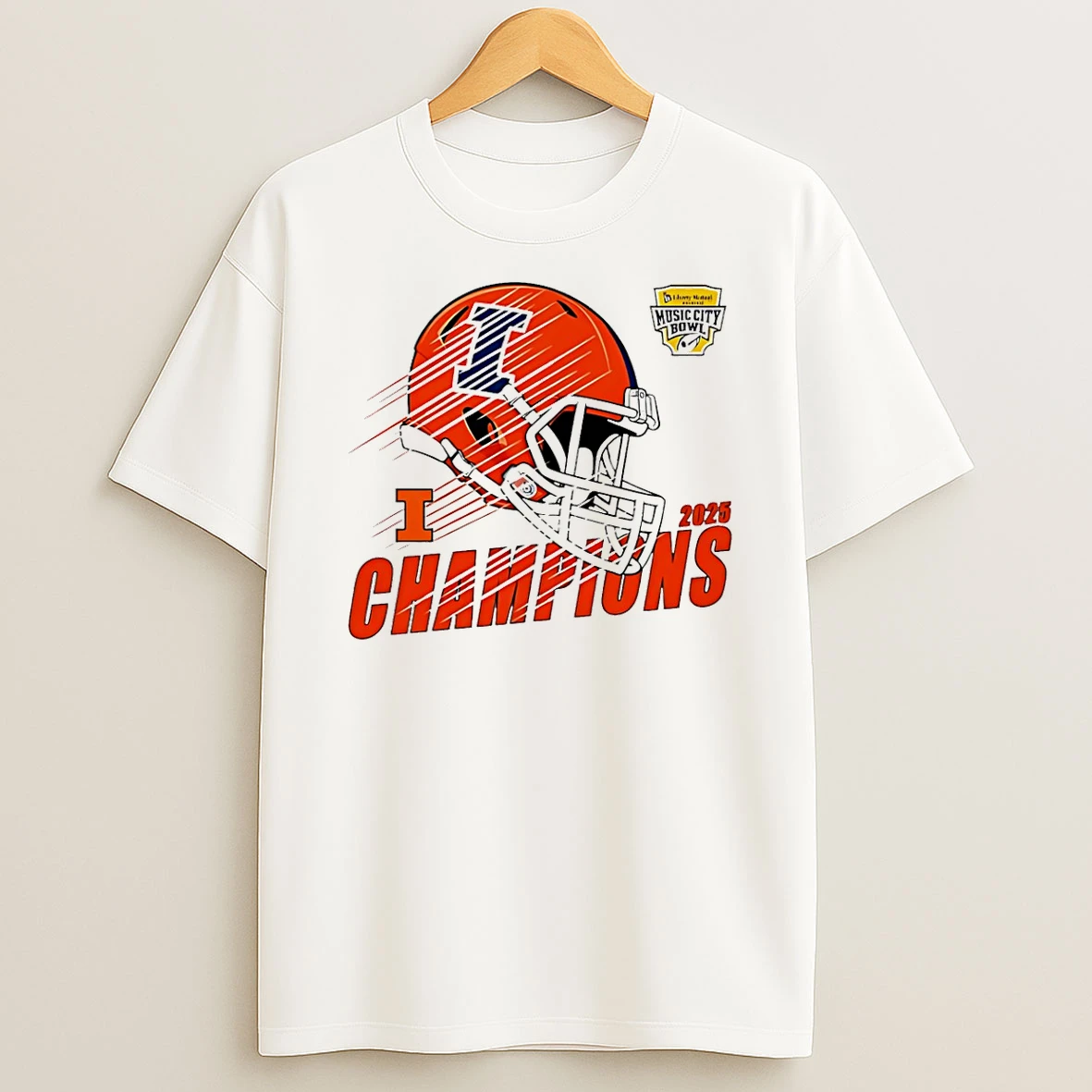 Illinois Fighting Illini Football 2025 Liberty Mutual Music City Bowl Champions Helmet T Shirt