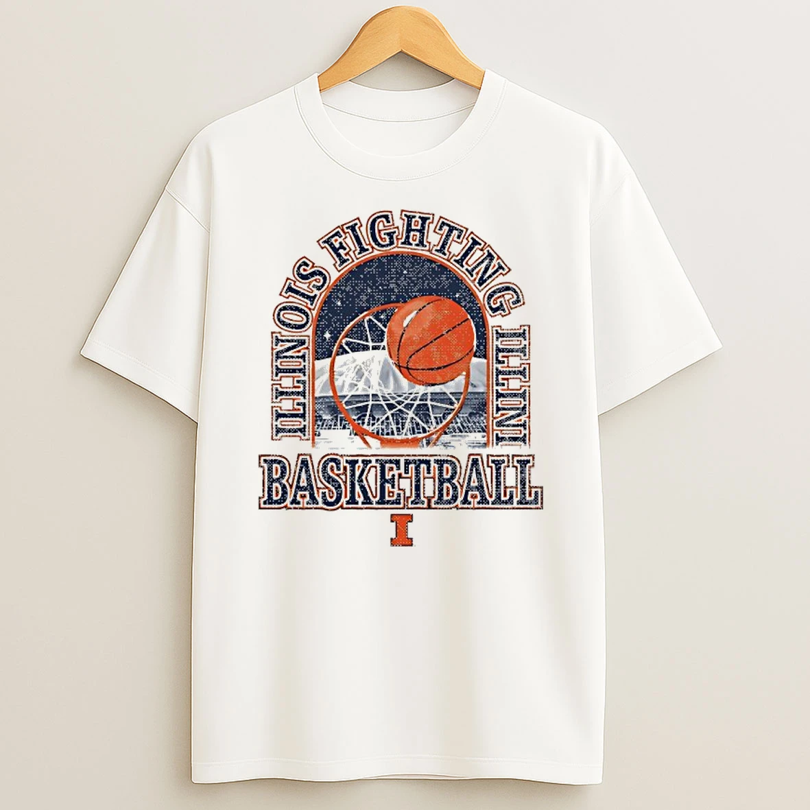 Illinois Fighting Illini Basketball Graphic Vintage T Shirt