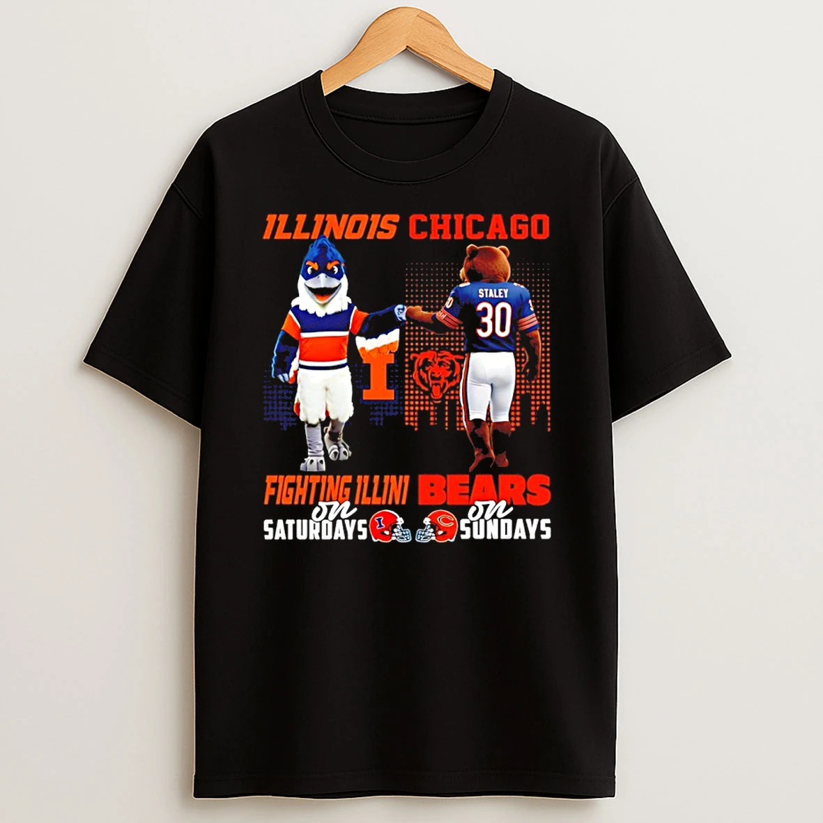 Illinois Fighting Illini On Saturdays Vs Chicago Bears On Sundays Mascot Skyline T Shirt