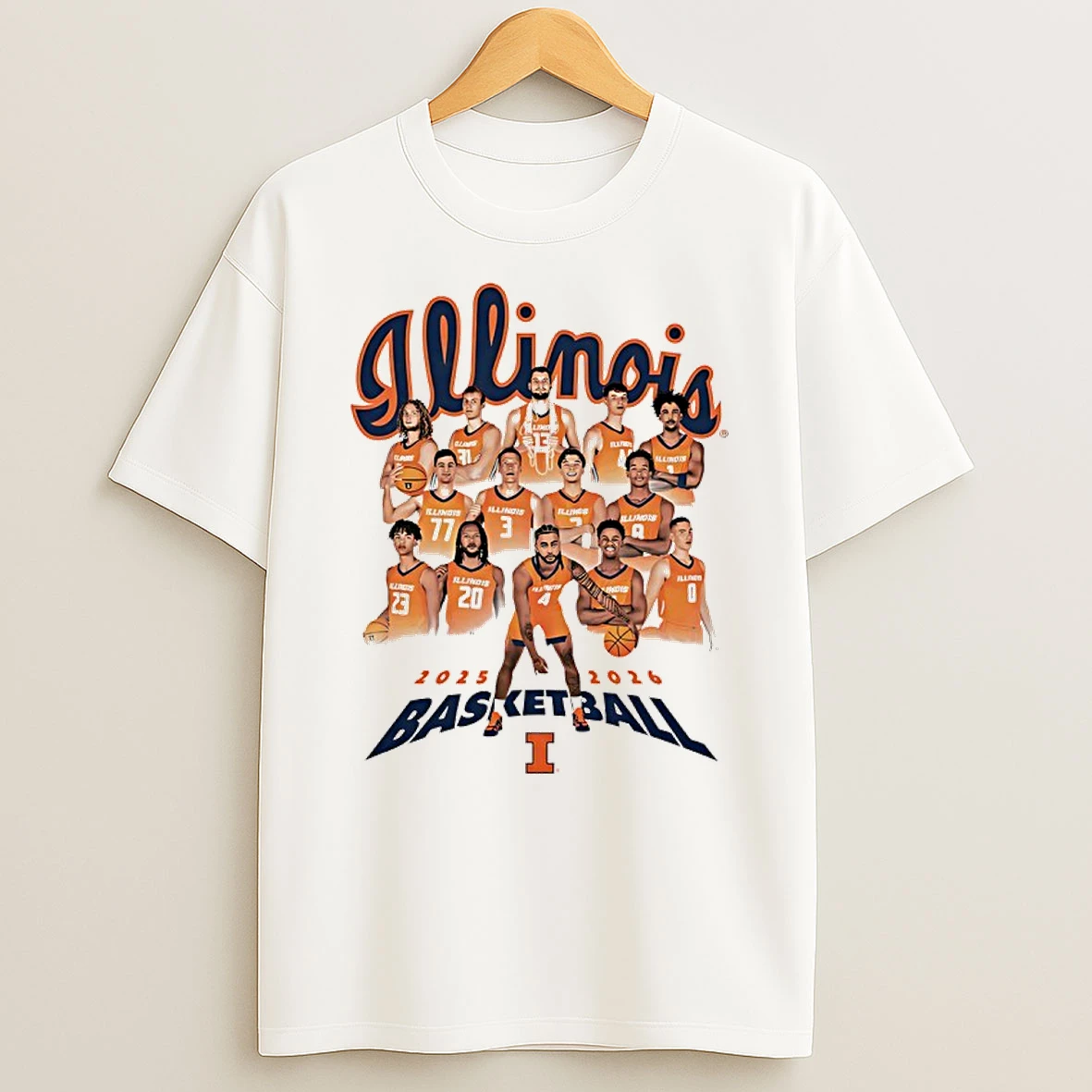 Illinois Mens Basketball 2025 2026 Player Collage Vintage T Shirt