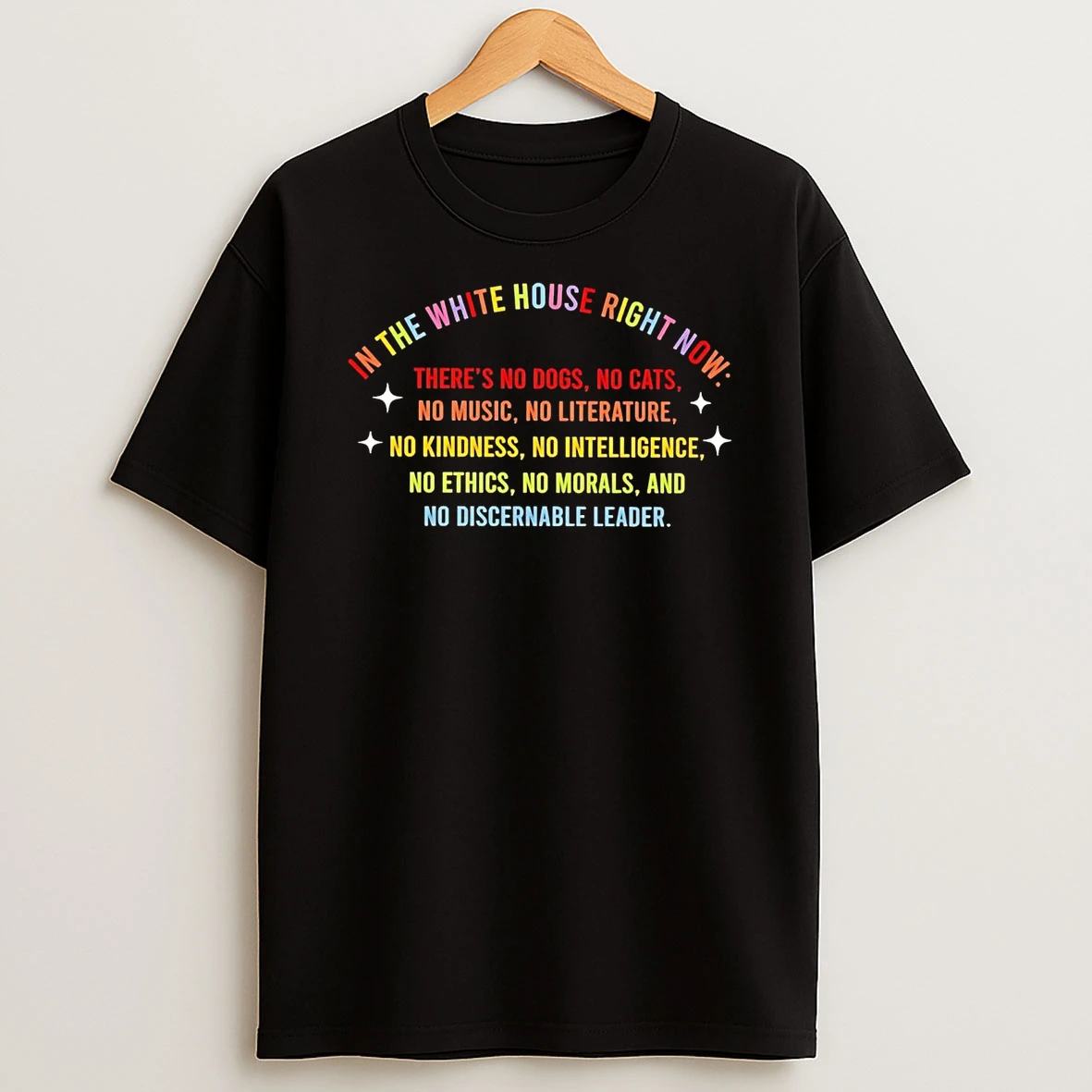 In The White House Right Now Theres No Dogs No Cats No Music T Shirt