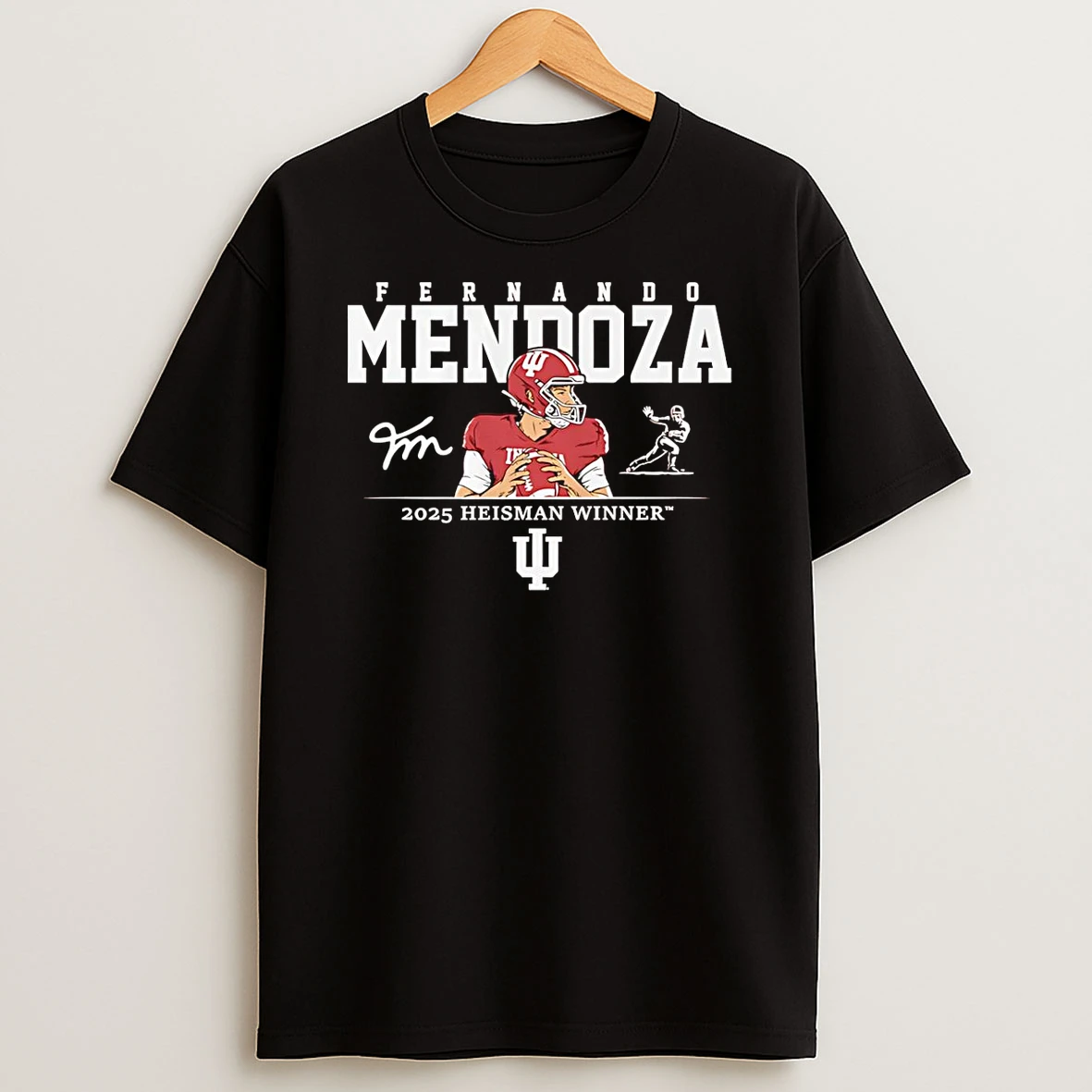 Indiana Football Fernando Mendoza 2025 Heisman Winner Signature T Shirt
