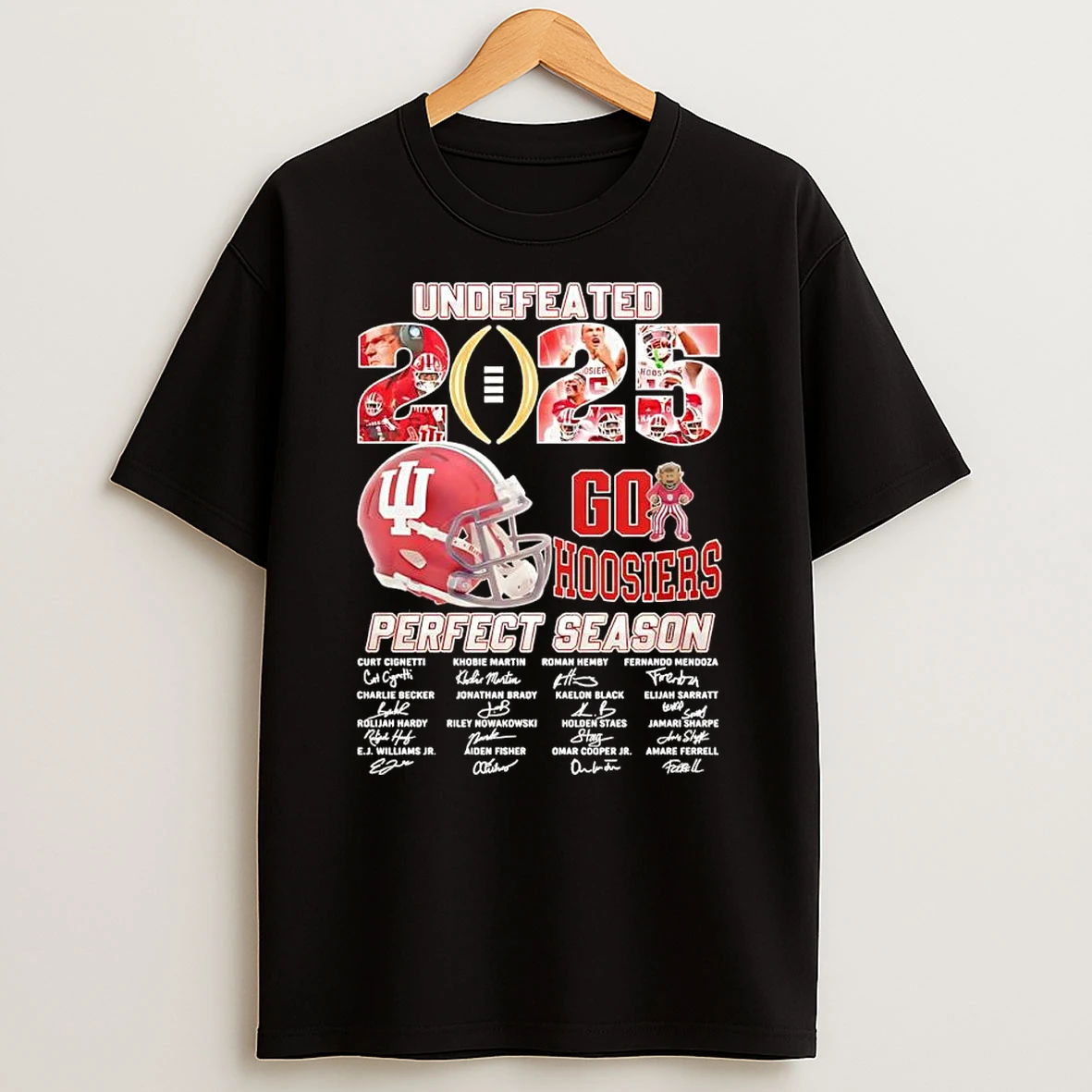 Indiana Hoosier Ncaa Cfb 2025 Undefeated Go Hoosiers Name Signature T Shirt