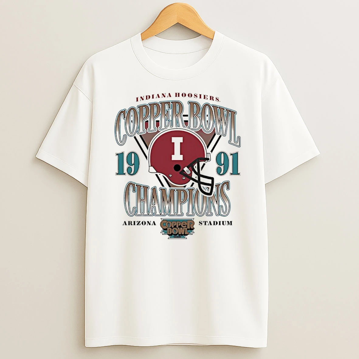 Indiana Hoosiers 1991 Copper Bowl Champions Helmet T Shirt