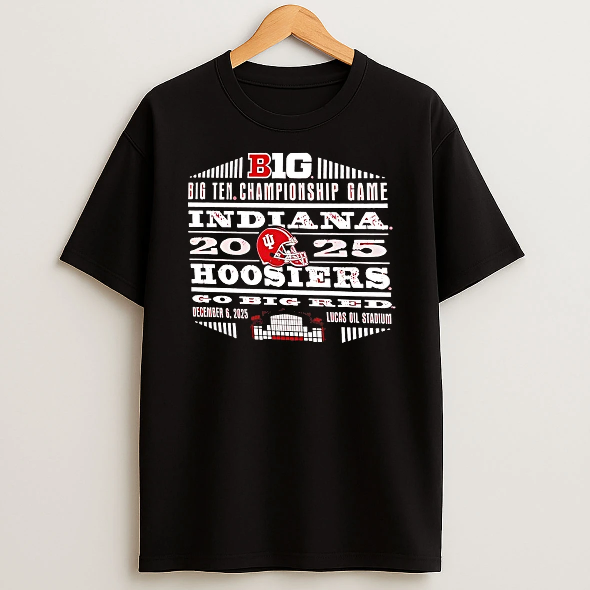 Indiana Hoosiers 2025 Big 10 Football Championships Go Big Red T Shirt