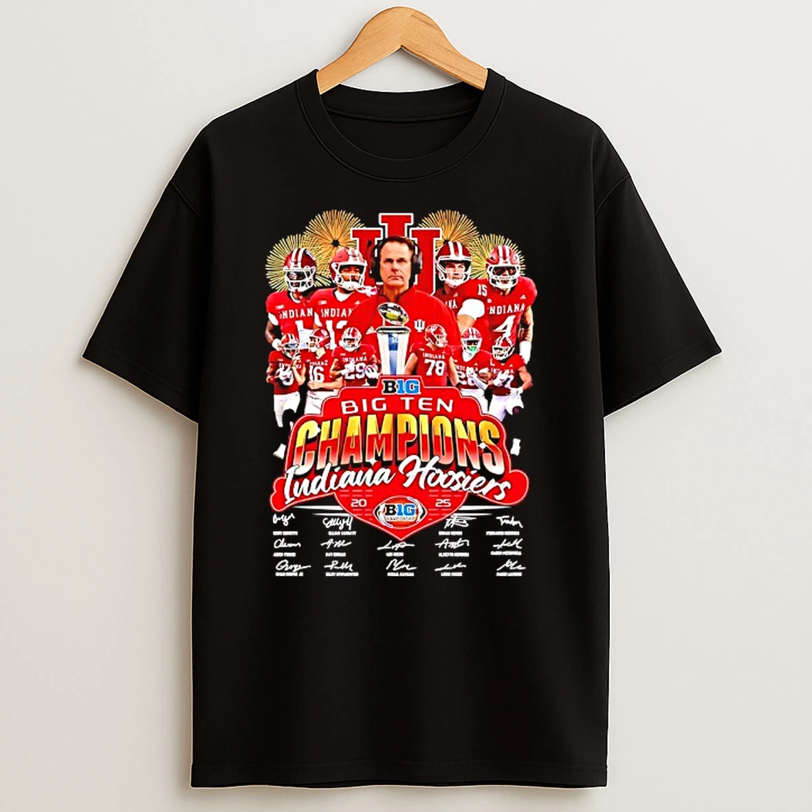 Indiana Hoosiers 2025 Big Ten Conference Champions Signatures Graphic T Shirt