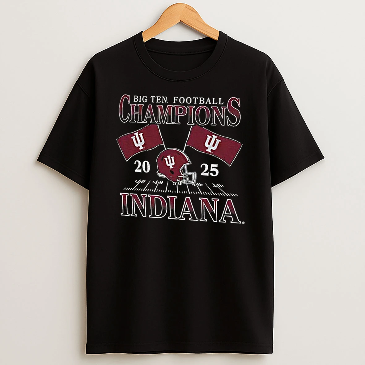 Indiana Hoosiers 2025 Big Ten Football Champions Flags T Shirt