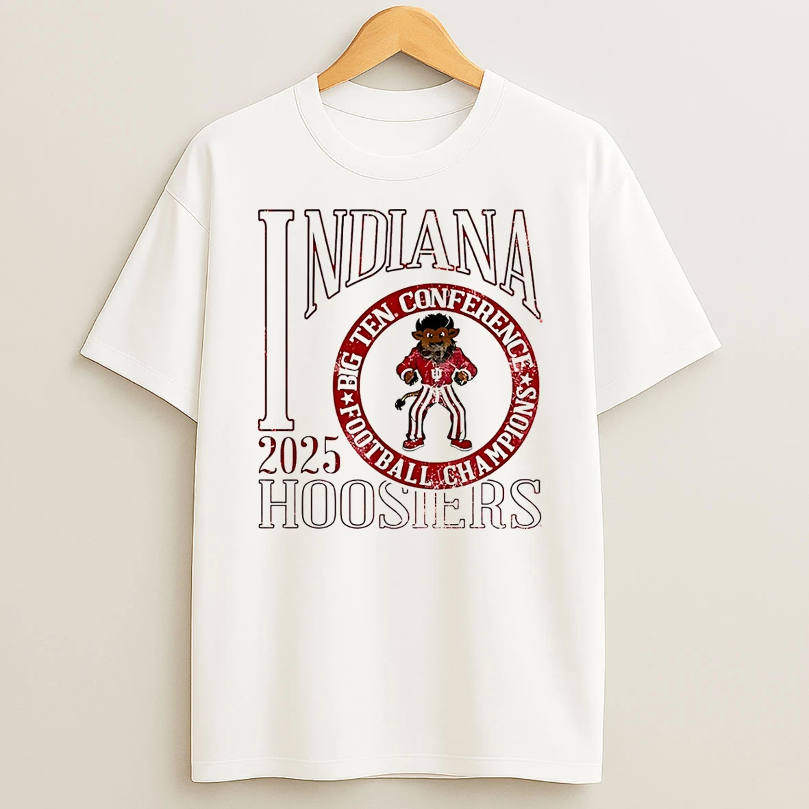 Indiana Hoosiers 2025 Big Ten Football Champions Mascot Vintage T Shirt