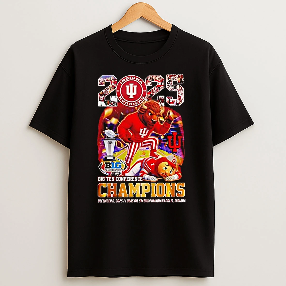 Indiana Hoosiers 2025 All Team With Mascots Big Ten Conference Champions T Shirt