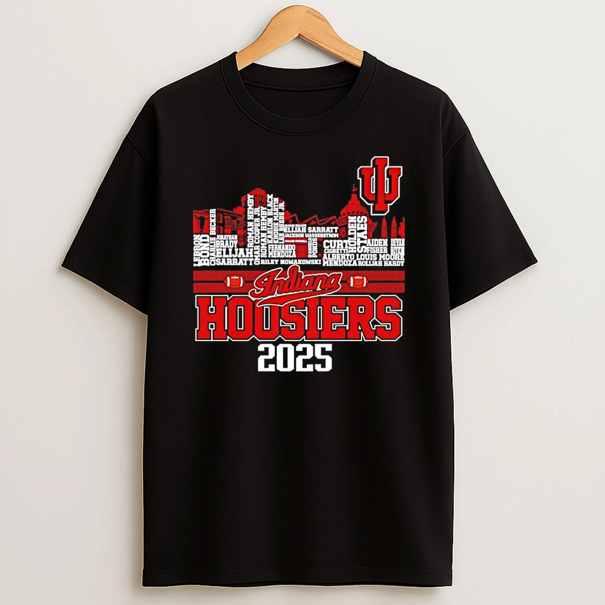 Indiana Hoosiers 2025 Player Names City Skyline T Shirt