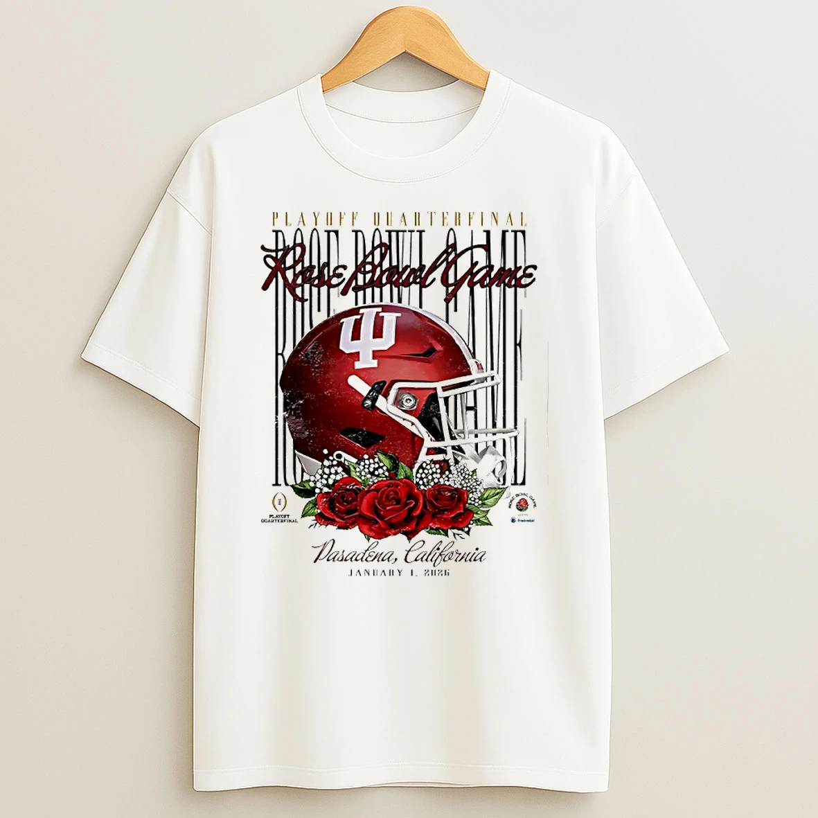 Indiana Hoosiers 2026 Cfp Rose Bowl Game Helmet Circle T Shirt