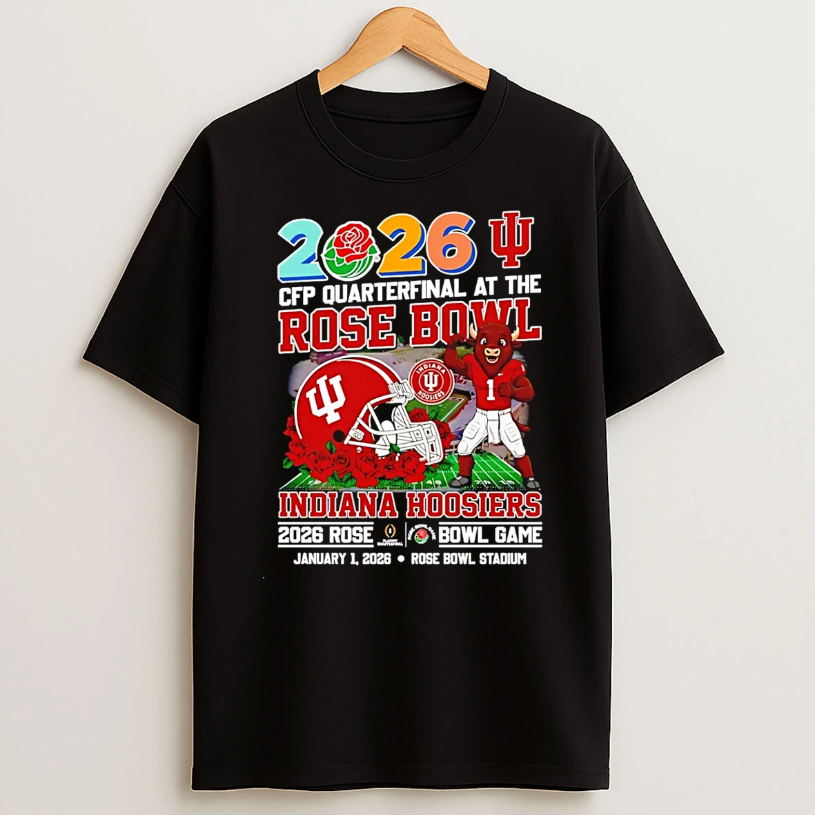 Indiana Hoosiers 2026 Cfp Rose Bowl Game Mascot T Shirt